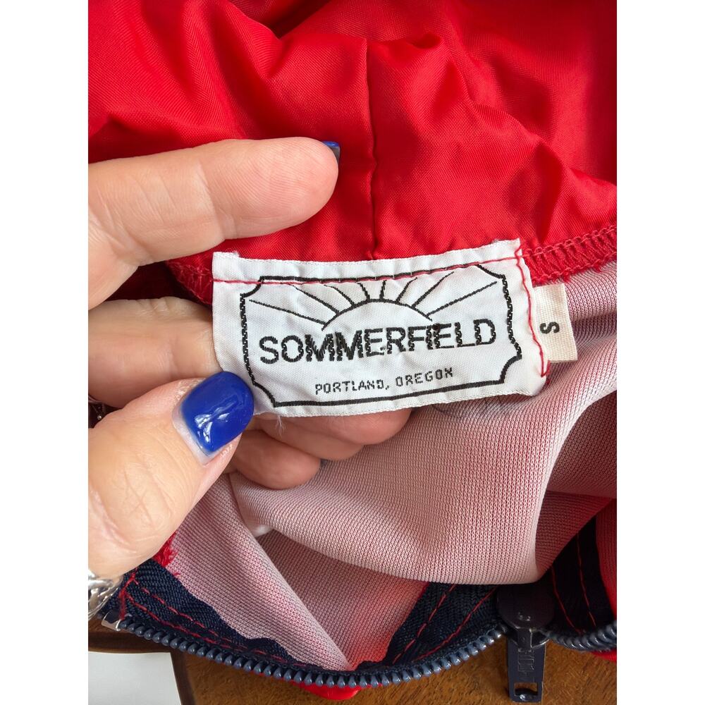 Vintage Sommerfield Portland Oregon Red Hooded Half-Zip Windbreaker Small - Picture 4 of 5